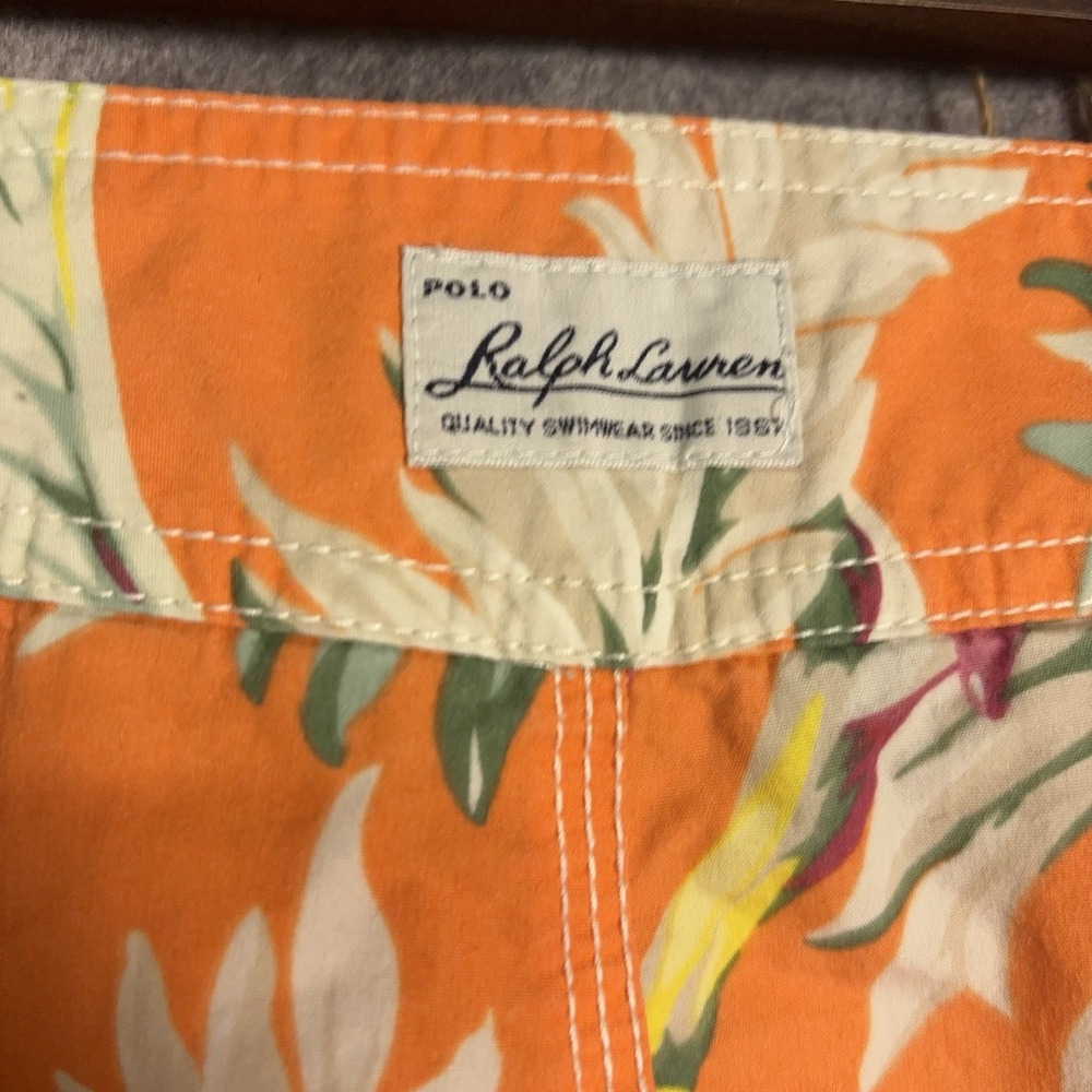 Polo Ralph Lauren Board Shorts Mens 38 Orange Floral Pockets 11" Inseam - Picture 3 of 9